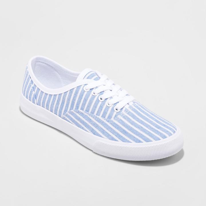 Target Women's Savannah Canvas Stripe Sneakers Lace Up - A New Day Blue