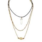 Distributed By Target Women's Multi-layer Choker Necklace With Stone And Pendant - Black/gold