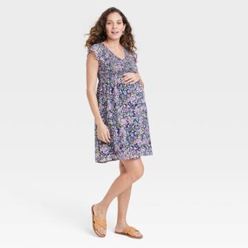Chiffon Flutter Short Sleeve Maternity Dress - Isabel Maternity By Ingrid & Isabel Floral