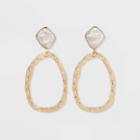 Hammered Pearl Post Organic Gold Drop Earrings - A New Day Gray