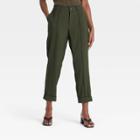 Women's High-rise Slim Straight Leg Pintuck Ankle Pants - A New Day Green