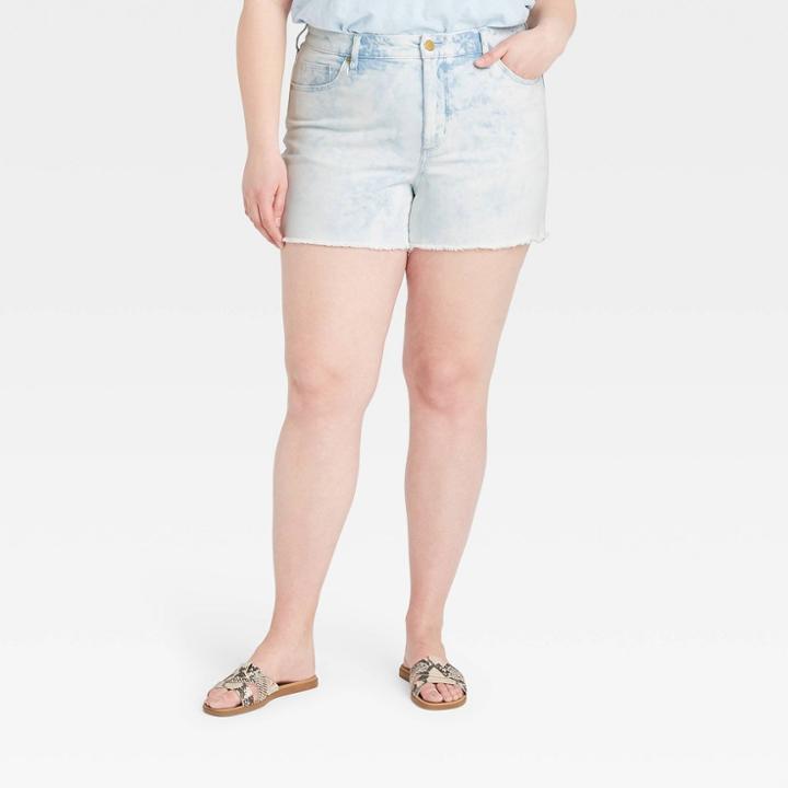 Women's Plus Size High-rise Midi Jean Shorts - Universal Thread Indigo