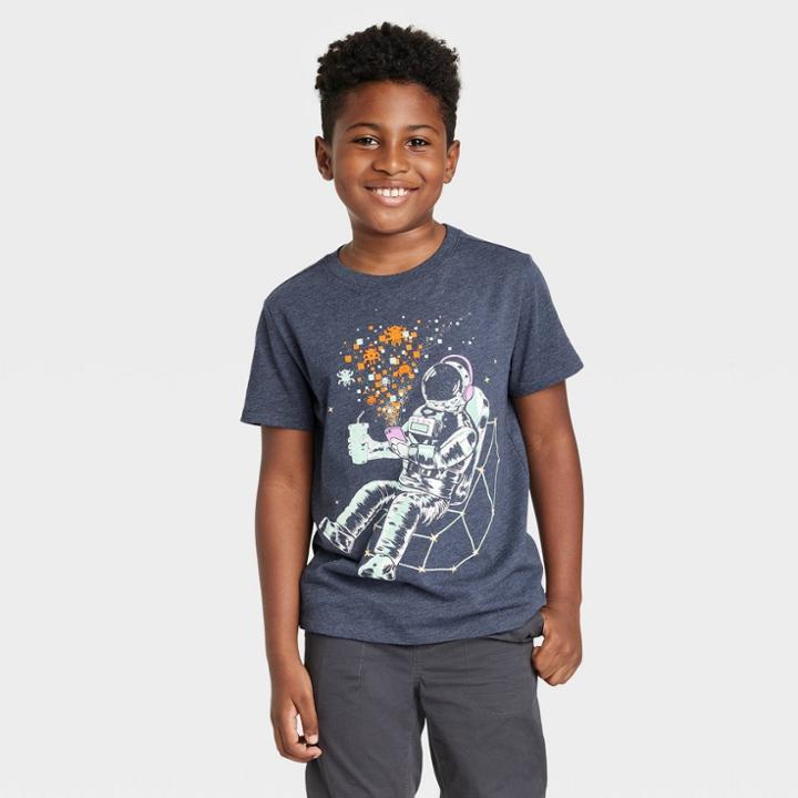 Boys' Short Sleeve Astronaut Gamer T-shirt - Cat & Jack Navy Blue