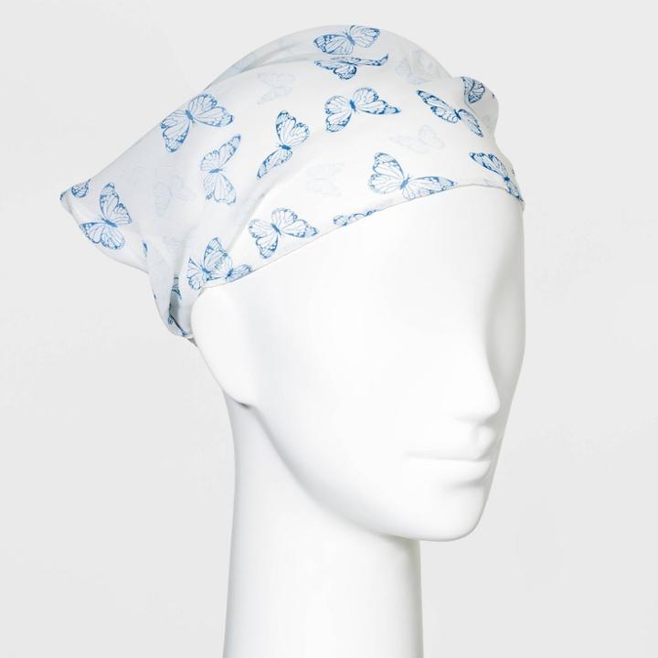 Butterfly Patterned With Elastic Back Headwrap - Wild Fable Blue