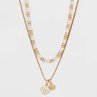 Layered Charm Mixed Beaded Necklace - Universal Thread Ivory