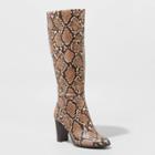Women's Brandee Wide Calf Knee High Heeled Fashion Boots - A New Day Taupe