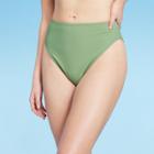 Women's Ribbed High Waist High Leg Cheeky Bikini Bottom - Wild Fable