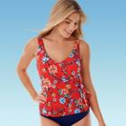 Women's Slimming Control Tie Front Tankini Top - Dreamsuit By Miracle Brands 10, Women's, Red