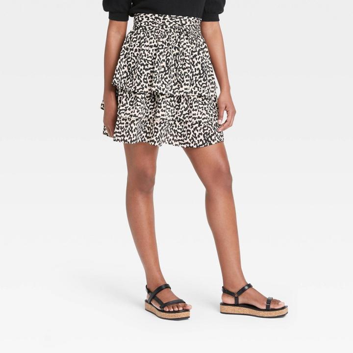 Women's Leopard Print Mini Skirt - Who What Wear Cream