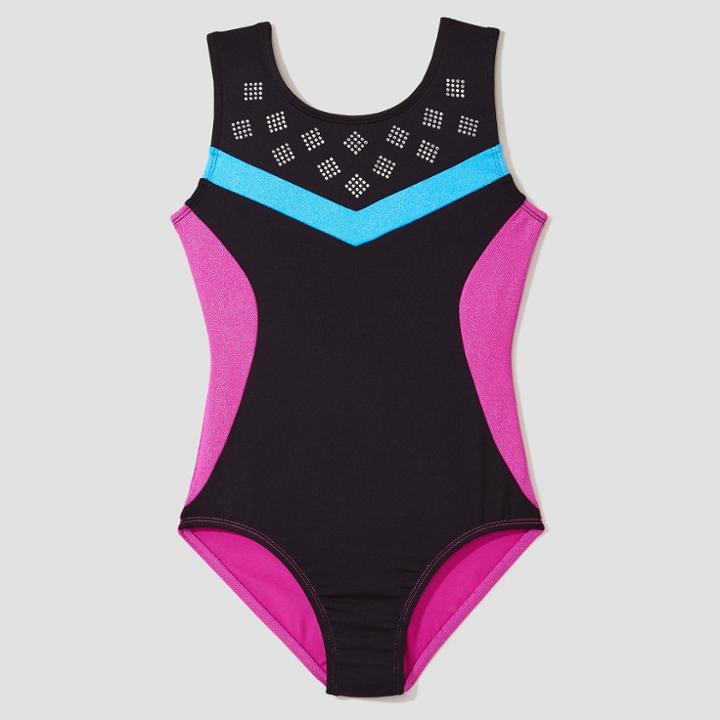 Target Freestyle By Danskin Girls' Strappy Back Activewear Leotard - Black/magenta