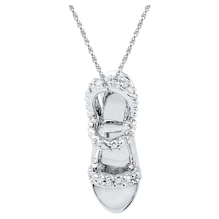 Target 1/20 Ct. T.w. Round White Diamond Prong Set Sandal Pendant In Sterling Silver (18 Ij-i2-i3), Girl's