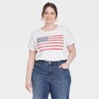 Grayson Threads Women's Plus Size American Flag Short Sleeve Graphic T-shirt - White