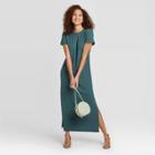 Women's Short Sleeve T-shirt Dress - A New Day Green