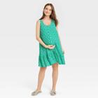 The Nines By Hatch Sleeveless Swing Maternity Dress Teal Green Floral