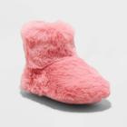 Toddler Girls' Dallas Fur Bootie Slippers - Cat & Jack Vibrant Pink