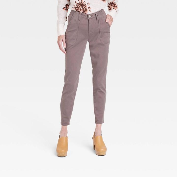 Women's Mid-rise Straight Leg Ankle Utility Pants - Knox Rose Brown