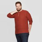 Men's Big & Tall Regular Fit Long Sleeve Textured Henley Shirt - Goodfellow & Co Rosewood Brown