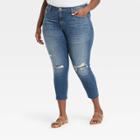 Women's Plus Size High-rise Skinny Cropped Jeans - Universal Thread Dark Blue
