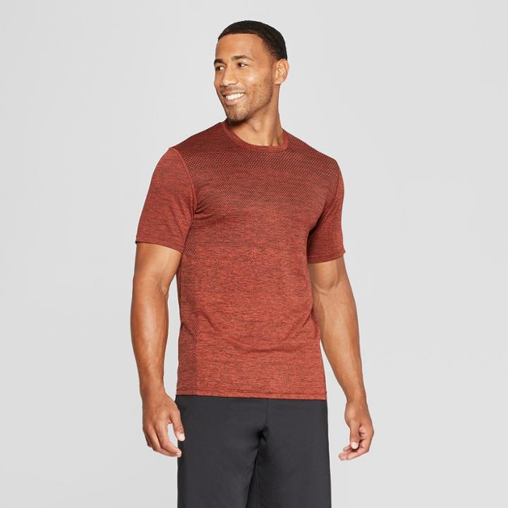 Men's Short Sleeve Jacquard Training T-shirt - C9 Champion Red Clay Heather