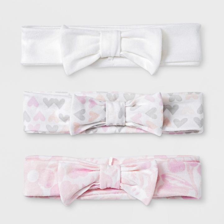 Baby Girls' 3pk Head Wraps - Cloud Island White Newborn, Blue