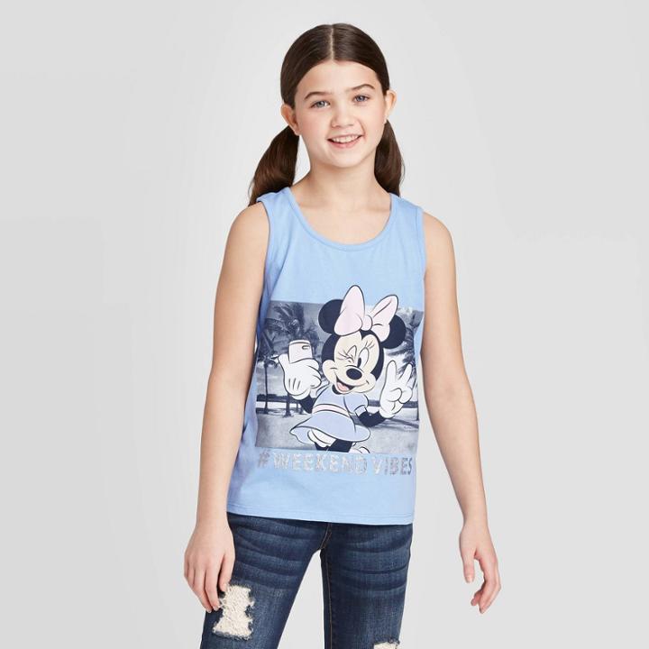 Girls' Minnie Mouse '#weekend Vibes' Tank Top - Blue