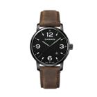 Men's Wenger Urban Metropolitan - Swiss Made - Black Pvd Case Black Dial Leather Strap Watch - Brown