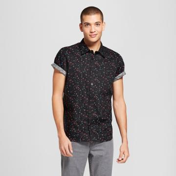 Men's Playstation Gaming Short Sleeve Woven Button-down Shirt - Black