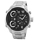 Men's Jbw J6248b G4 Three Time Zone Swiss Movement Stainless Steel Real Diamond Watch - Silver,