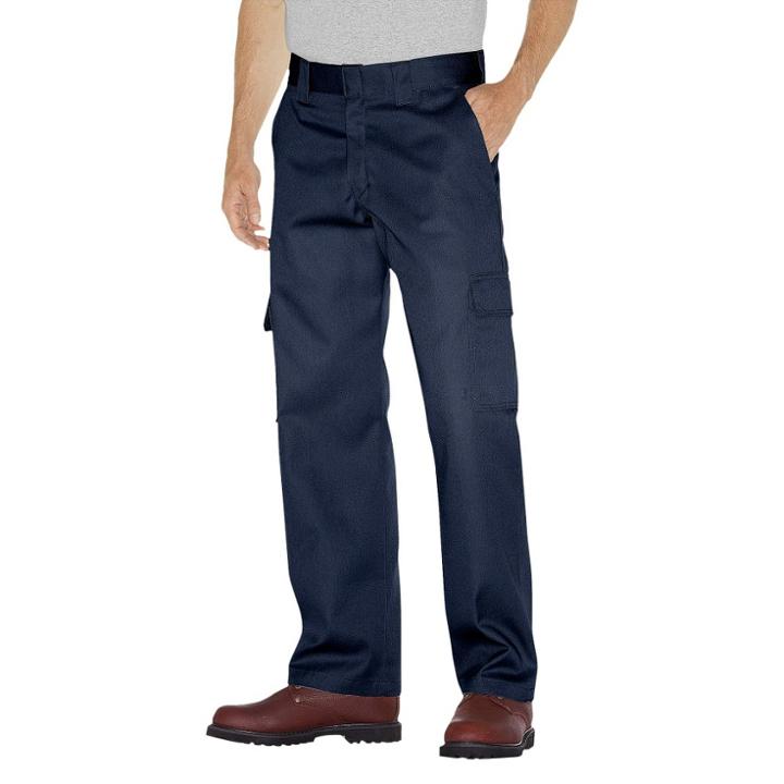 Dickies - Men's Big & Tall Relaxed Straight Fit Twill Double Knee Pants Dark Navy