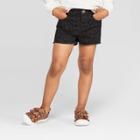 Toddler Girls' Leopard Jean Shorts With Raw Hem - Art Class Black