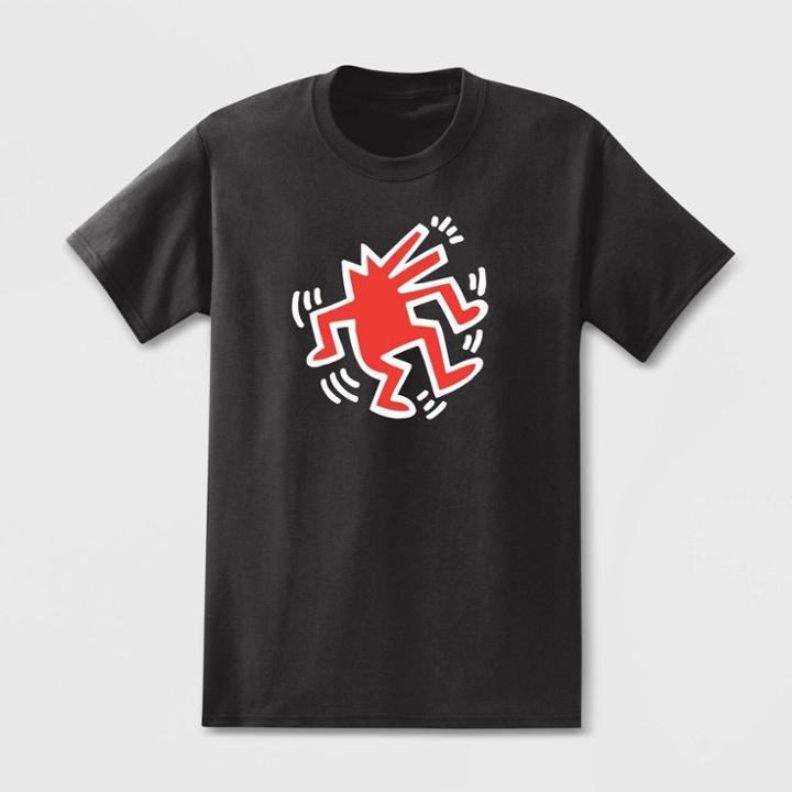 Men's Keith Haring Dancing Dog Short Sleeve Graphic T-shirt Black