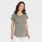 Short Sleeve Nursing Maternity T-shirt - Isabel Maternity By Ingrid & Isabel Olive Green