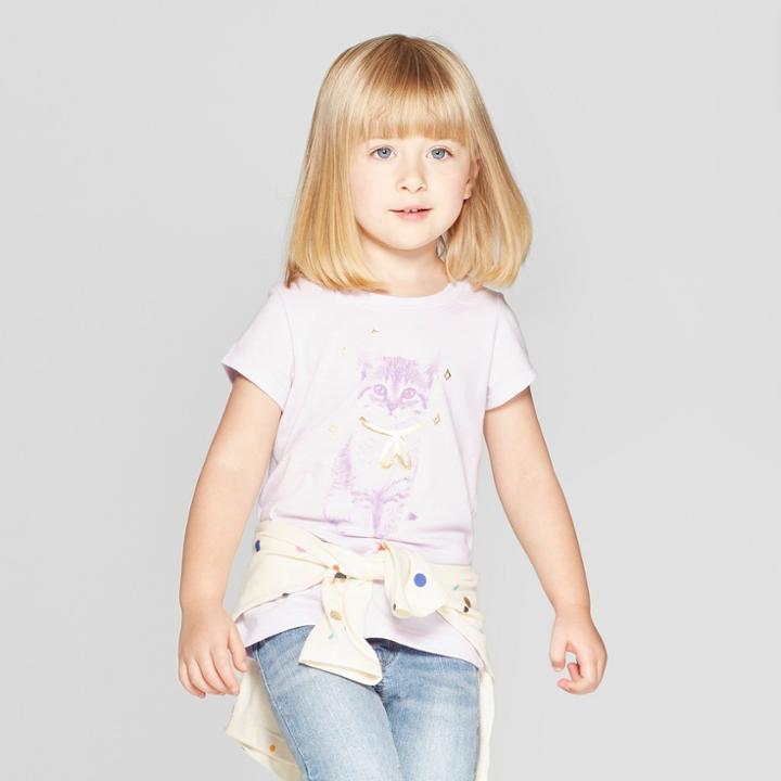 Toddler Girls' Short Sleeve 'cat' Graphic T-shirt - Cat & Jack Violet