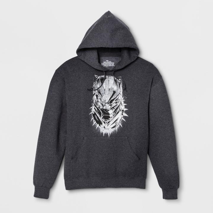 Disney Men's Marvel Black Panther Hooded Pullover Sweater - Black Ember Heather