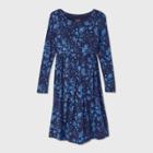 Long Sleeve A-line Maternity Dress - Isabel Maternity By Ingrid & Isabel Navy Floral Print