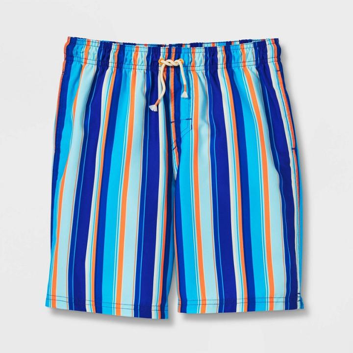 Boys' Striped Swim Shorts - Art Class Xs, Blue/blue/orange