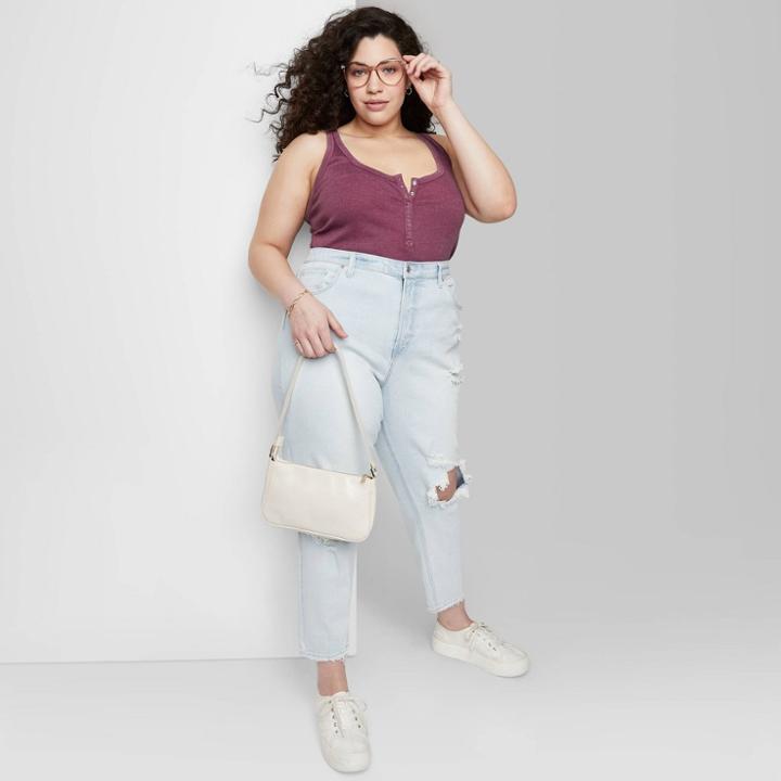 Women's Plus Size Snap Placket Tank Top - Wild Fable Dark