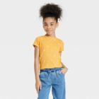 Girls' Floral Printed Short Sleeve T-shirt - Cat & Jack Medium Mustard Xs,