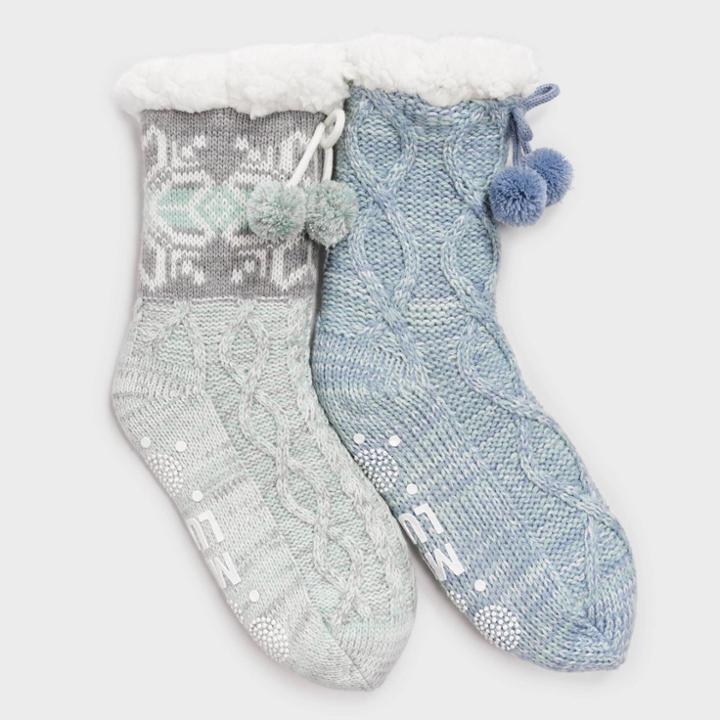 Muk Luks Women's 2pk Classic Cabin Socks -
