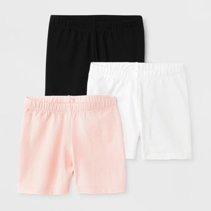 Girls' 3pk Tumble Shorts - Cat & Jack Black/white/pink L, Size: Large, Child