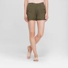 Women's Embroidered Cargo Shorts - Knox Rose Olive