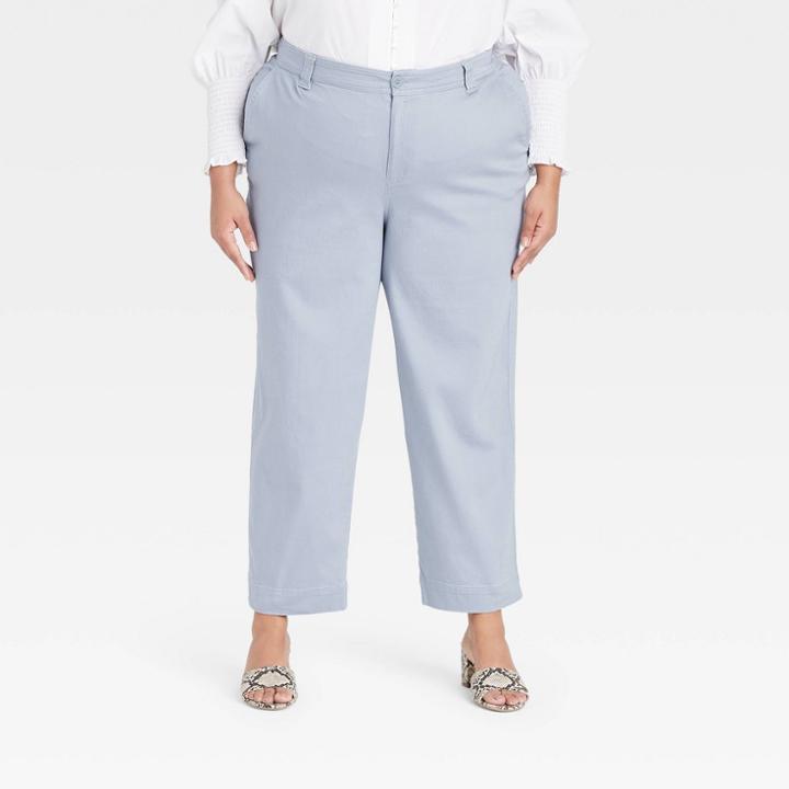 Women's Plus Size High-rise Straight Leg Ankle Pants - A New Day Gray