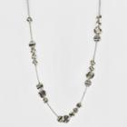 Women's Long Station Necklace With Wavy Disc - A New Day Silver,