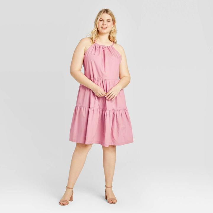 Women's Plus Size Sleeveless Tiered Dress - A New Day Purple 1x, Women's,
