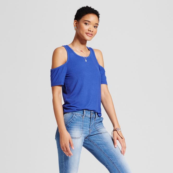 Women's Rib Cold Shoulder Tank - Mossimo Supply Co. Blue