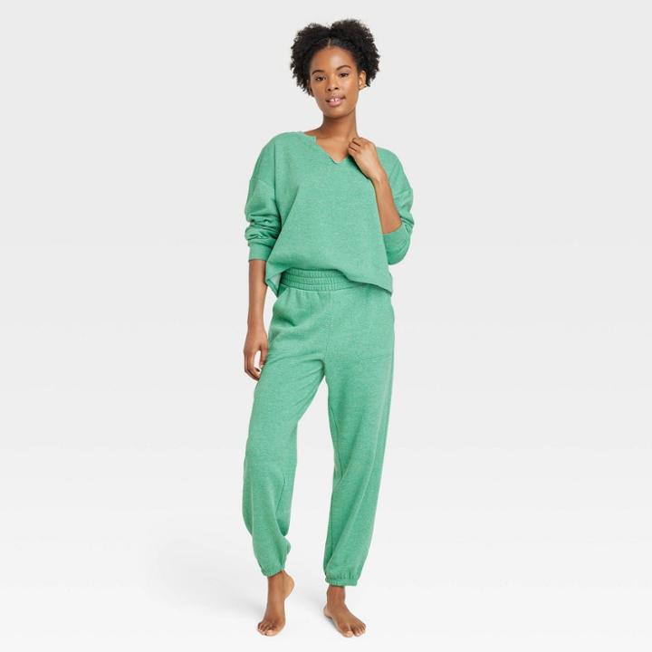 Women's Fleece Lounge Jogger Pants - Colsie Heathered Green