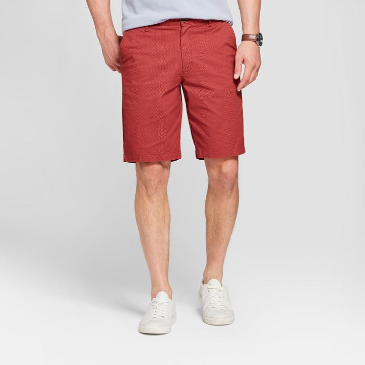 Men's 10.5 Micro Print Linden Flat Front Shorts - Goodfellow & Co Santa Fe Rose 42, Men's,