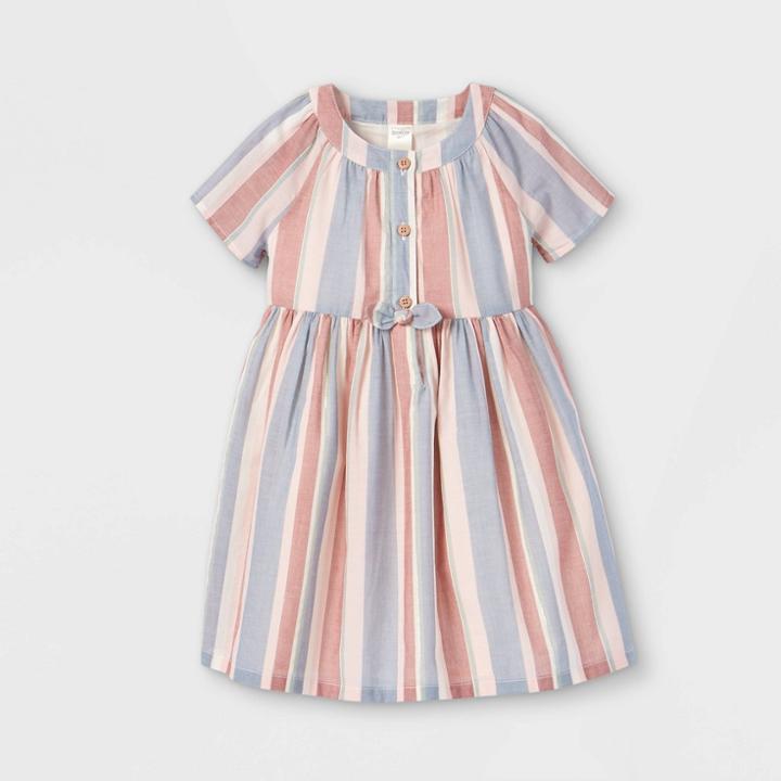 Oshkosh B'gosh Toddler Girls' Striped Short Sleeve Dress - Pink/blue