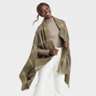 Women's Plaid Wrap Jacket - A New Day Olive One Size, Green