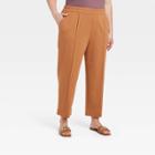 Women's Plus Size High-rise Slim Straight Fit Ankle Pull-on Pants - A New Day Brown